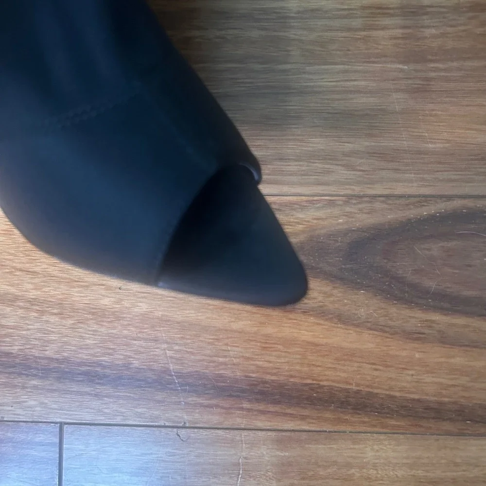 Truffle Collection Thigh High Boots Peep Toe Stiletto Heel Black‎ Size 8.5